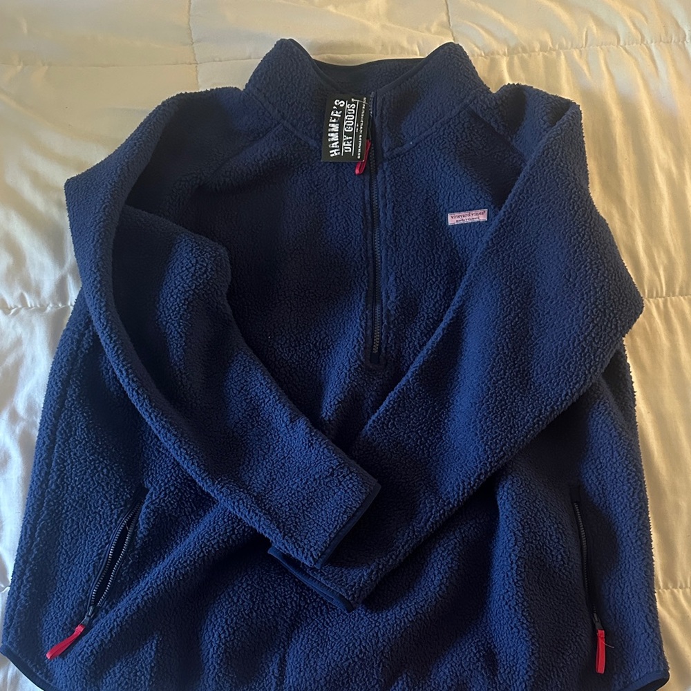 NWT Vineyard Vines Navy Fleece Half-Zip Pullover